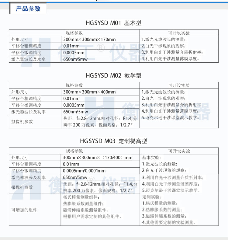 邁克爾遜干涉實驗裝置 激光干涉儀 白光干涉儀 光學干涉儀 光學實驗儀器